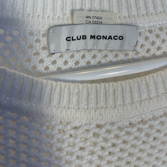 BARELY WORN Club Monaco 3/4 length sleeve white mesh sweater - Picture 3 of 3